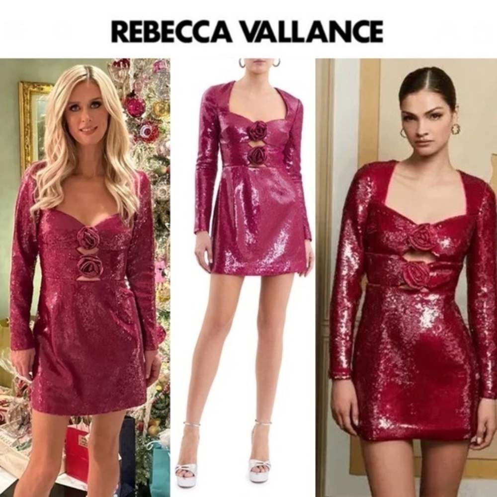 REBECCA VALLANCE Courtney Sequin Long Sleeve Minidress sz 0 720$
